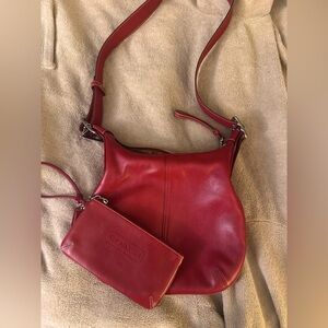 Coach Red Leather Hobo Bag and Wristlet